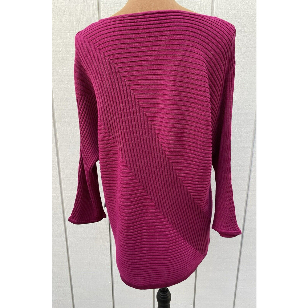 Chico’s NWT Avery Boat Neck Rib 3/4 Sleeve Pullover Sweater Pink/Berry Size‎ L/2 - Picture 6 of 12
